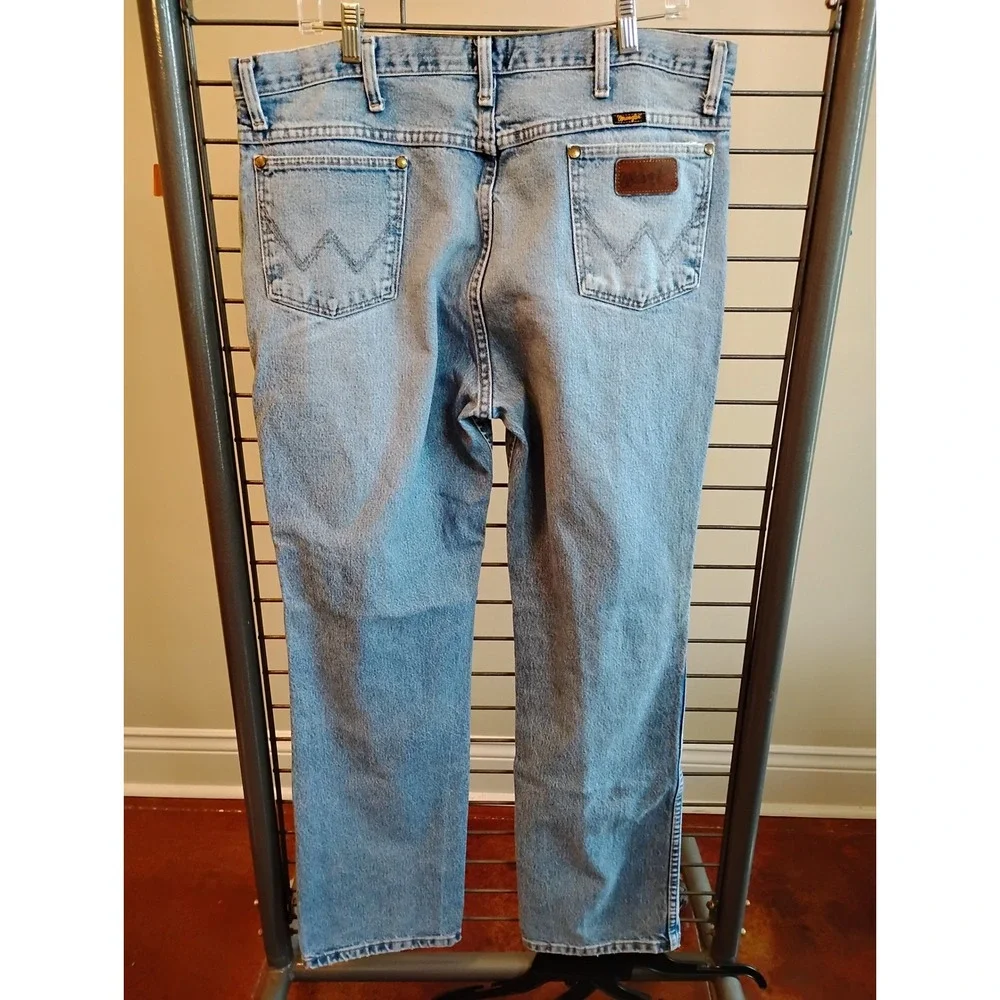 Wrangler 36MWZ Mens Slim Fit Cowboy Cut Jeans Light Wash Denim 38x34